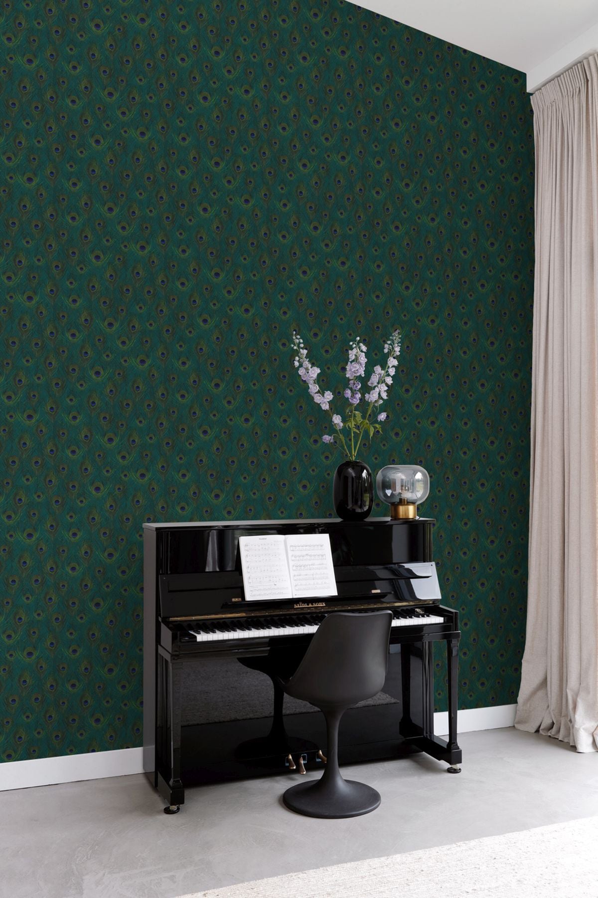 Origin Plumage Sapphire Peacock Feathers Wallpaper, 20.9-in by 33-ft