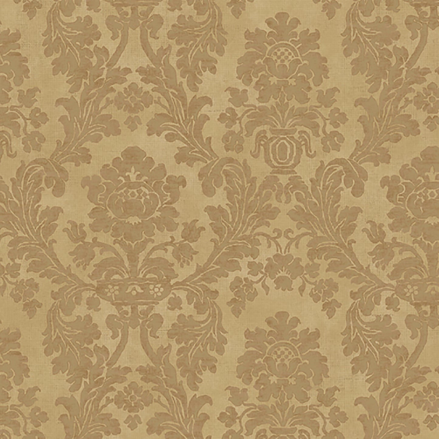 Lucky Day Medford Light Brown Damask Wallpaper, 20.5-in by 33-ft