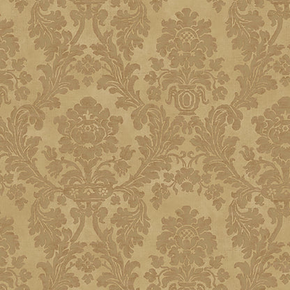 Lucky Day Medford Light Brown Damask Wallpaper, 20.5-in by 33-ft