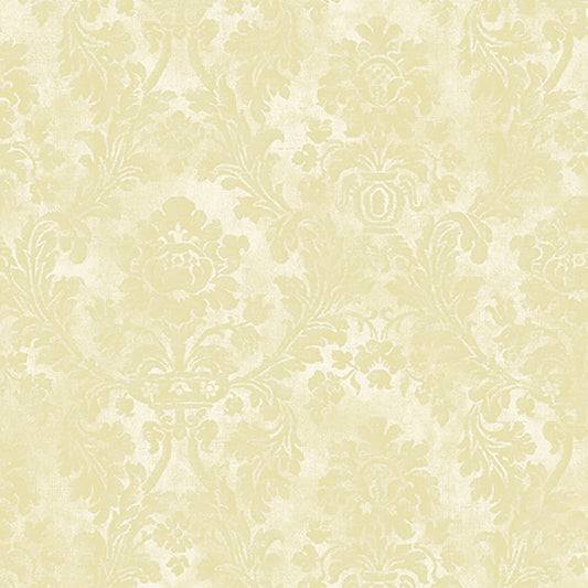 Lucky Day Medford Yellow Damask Wallpaper, 20.5-in by 33-ft