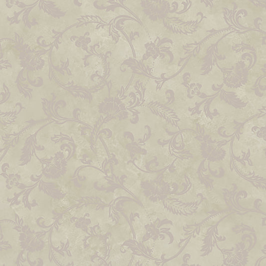 Lucky Day Trento Gold Floral Motif Scroll Wallpaper, 20.5-in by 33-ft