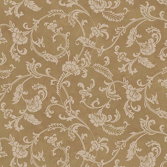 Lucky Day Trento Brown Floral Motif Scroll Wallpaper, 20.5-in by 33-ft