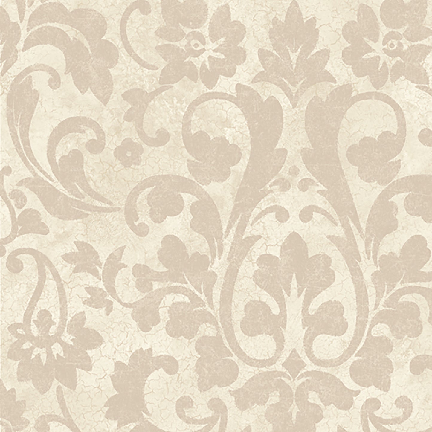 Lucky Day Turin Faded Cream Damask Wallpaper, 20.5-in by 33-ft