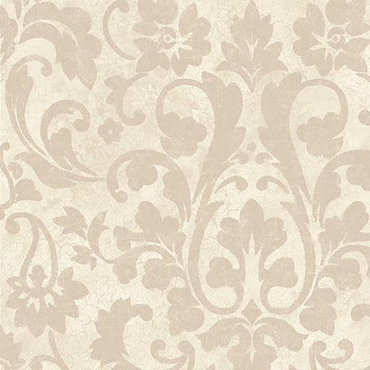 Lucky Day Turin Faded Cream Damask Wallpaper, 20.5-in by 33-ft