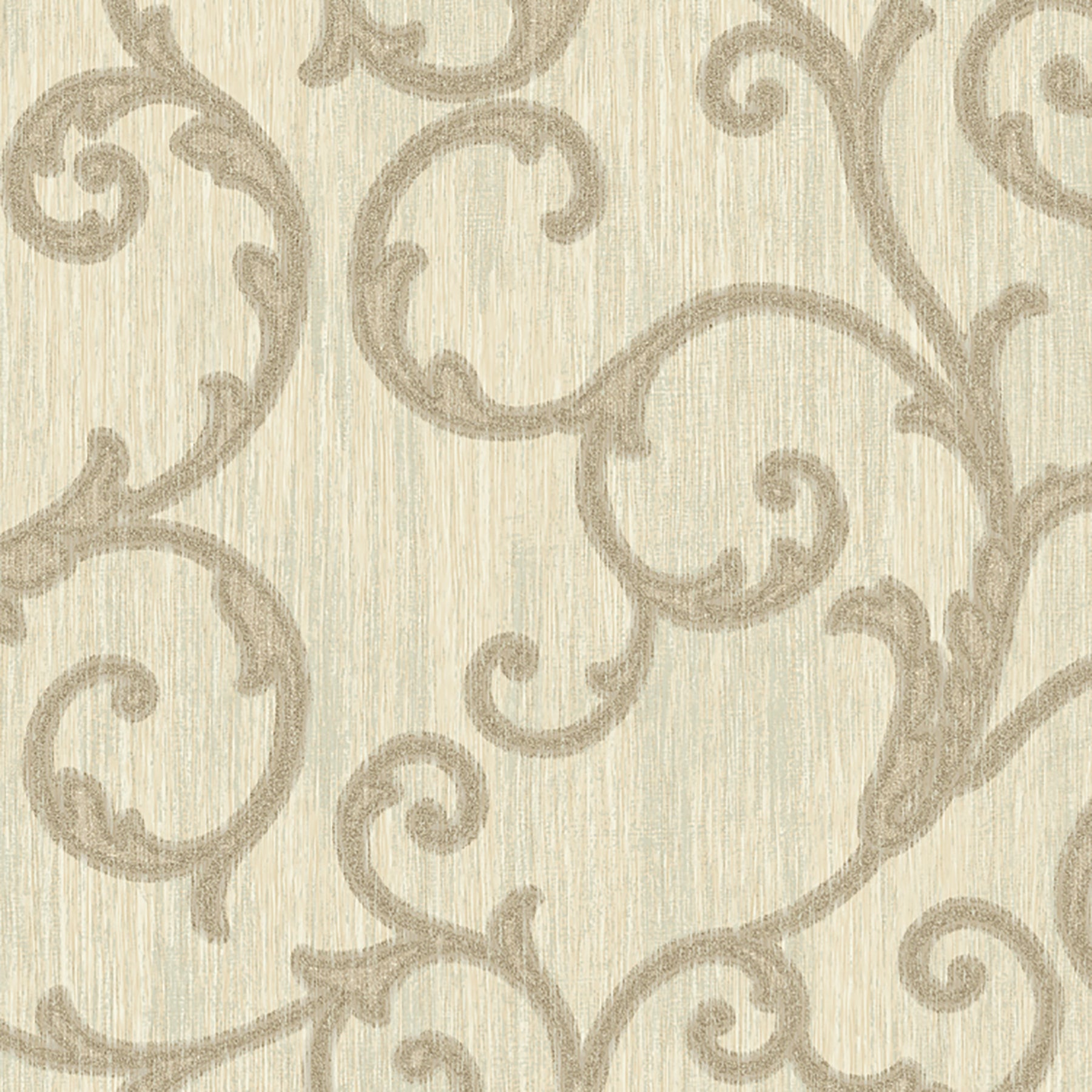 Lucky Day Stitched Sand Scroll Wallpaper, 20.5-in by 33-ft