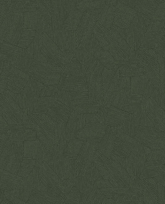 Eijffinger Clio Dark Green Lined Geometric Wallpaper, 20.5-in by 33-ft