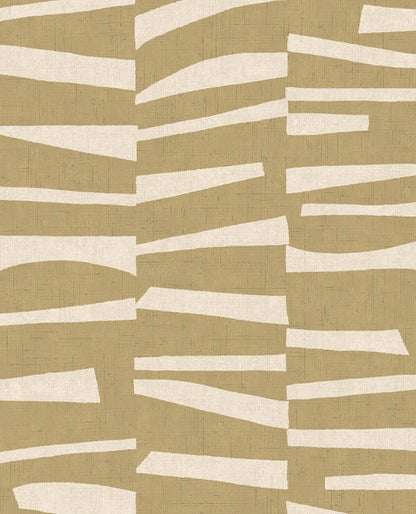 Eijffinger Ode Mustard Staggered Stripes Wallpaper, 20.5-in by 33-ft