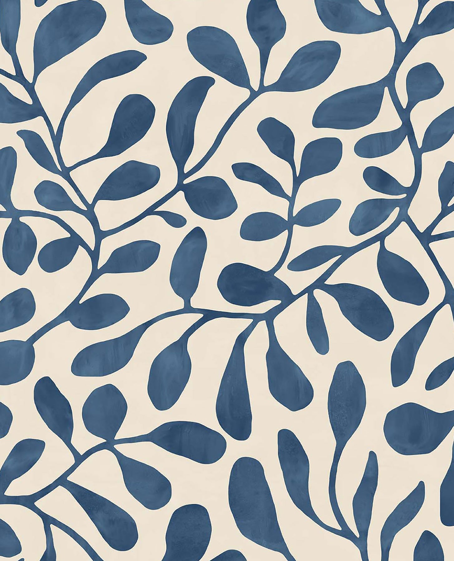 Eijffinger Fiona Dark Blue Leafy Vines Wallpaper, 20.5-in by 33-ft