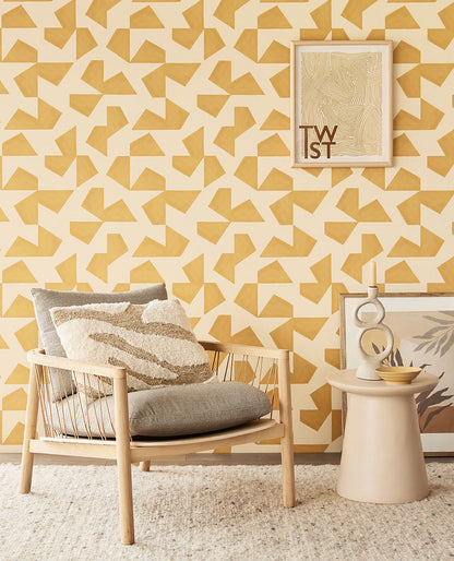 Eijffinger Azad Yellow Abstract Geometric Wallpaper, 20.5-in by 33-ft