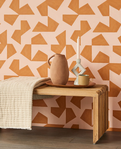 Eijffinger Azad Rust Abstract Geometric Wallpaper, 20.5-in by 33-ft