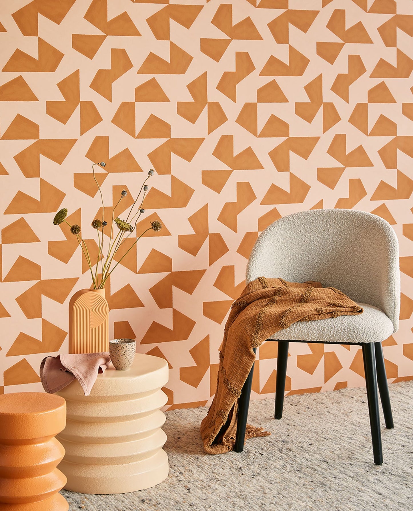 Eijffinger Azad Rust Abstract Geometric Wallpaper, 20.5-in by 33-ft