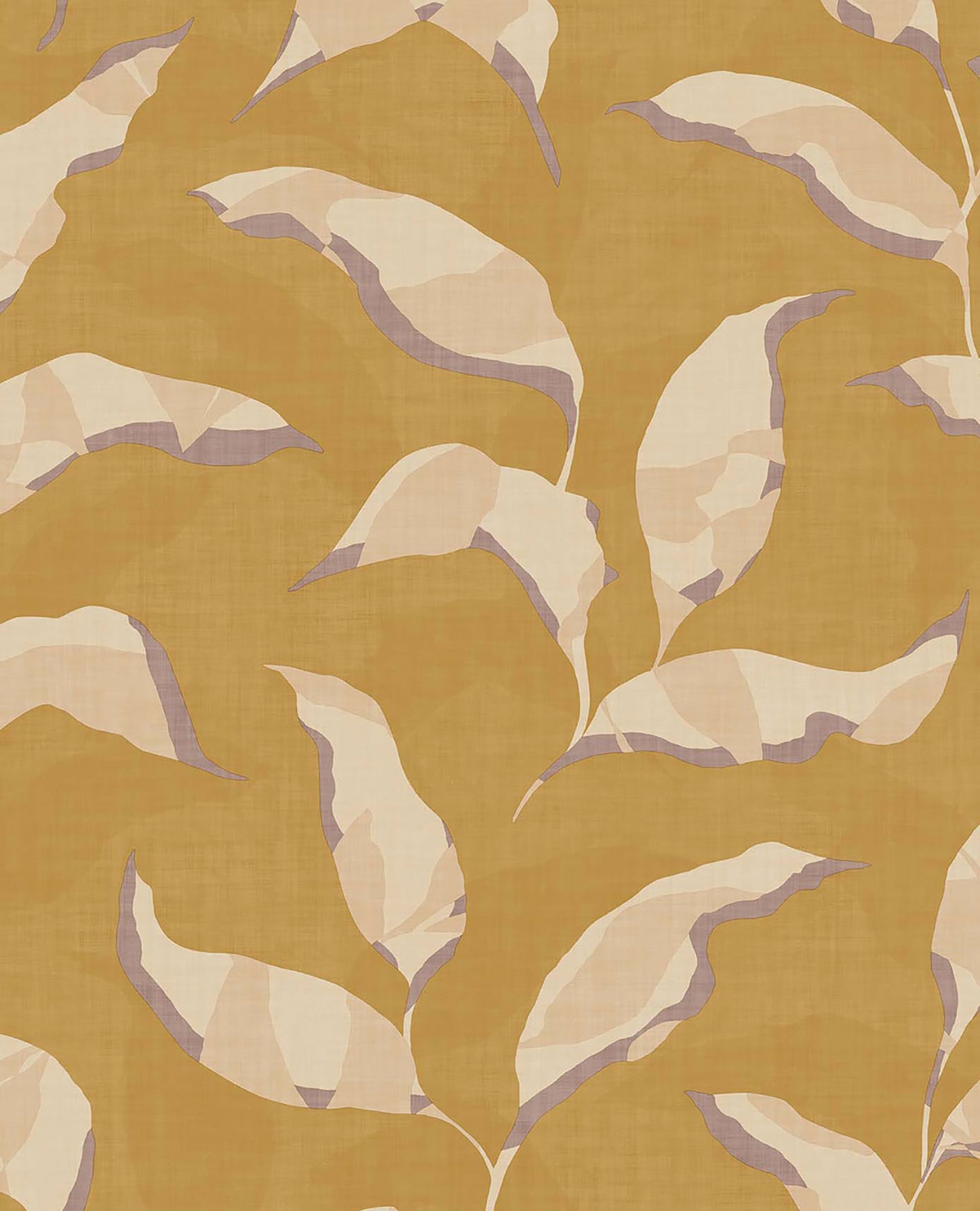 Eijffinger Callista Mustard Leaves Wallpaper, 20.5-in by 33-ft