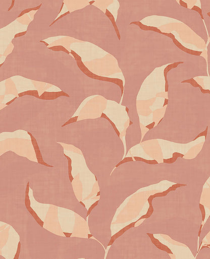 Eijffinger Callista Pink Leaves Wallpaper, 20.5-in by 33-ft