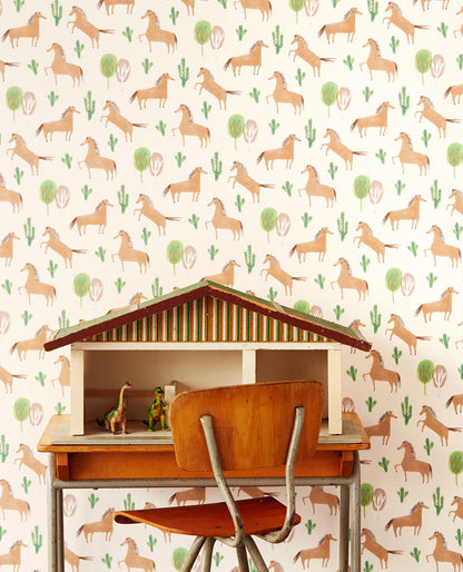 Eijffinger Tuva Brown Horse Wallpaper, 20.5-in by 33-ft