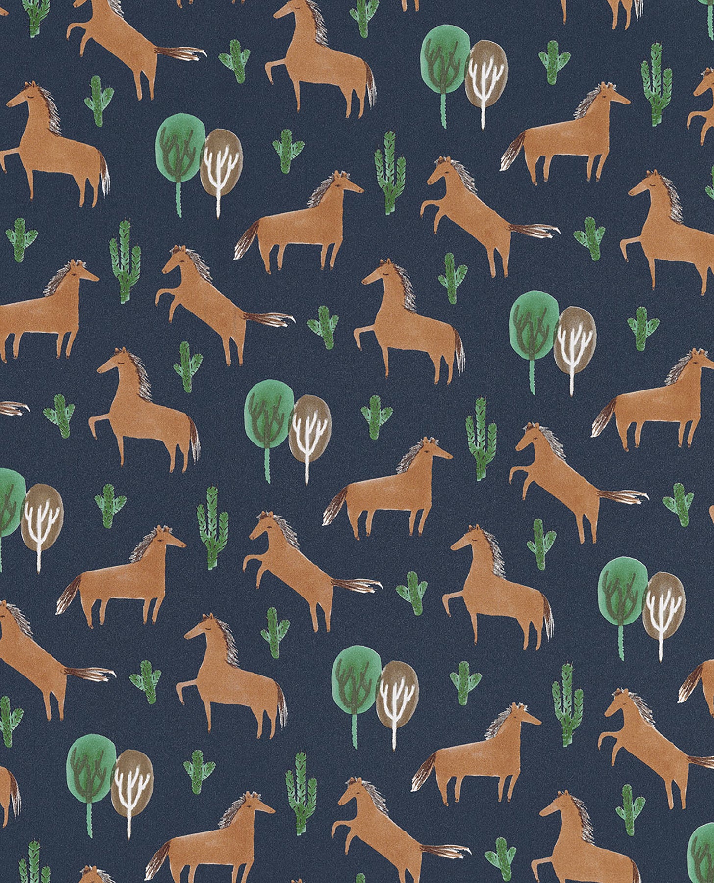 Eijffinger Tuva Navy Horse Wallpaper, 20.5-in by 33-ft