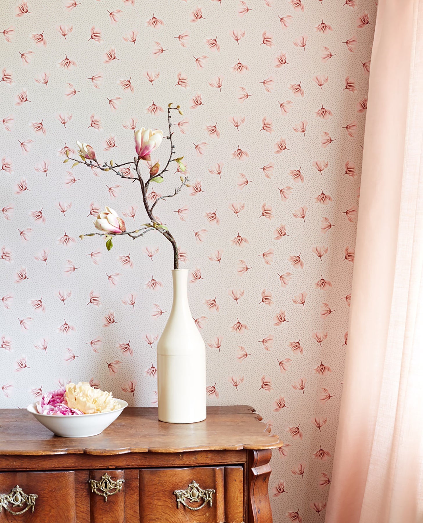 Eijffinger Mullein Blush Floral Wallpaper, 20.5-in by 33-ft