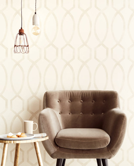 Eijffinger Stina Bone Trellis Wallpaper, 20.5-in by 33-ft