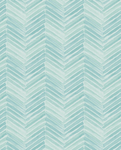 Eijffinger Tilde Turquoise Chevron Wallpaper, 20.5-in by 33-ft