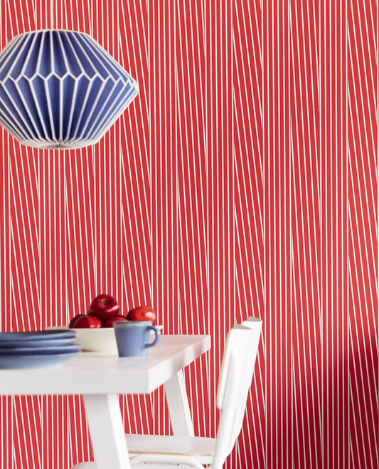 Eijffinger Maryam Red Modern Stripe Wallpaper, 20.5-in by 33-ft