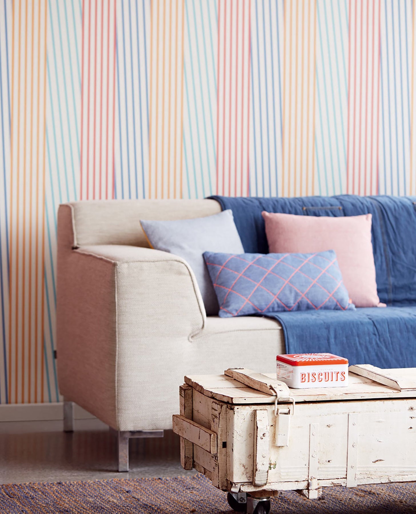 Eijffinger Maryam Multicolor Modern Stripe Wallpaper, 20.5-in by 33-ft