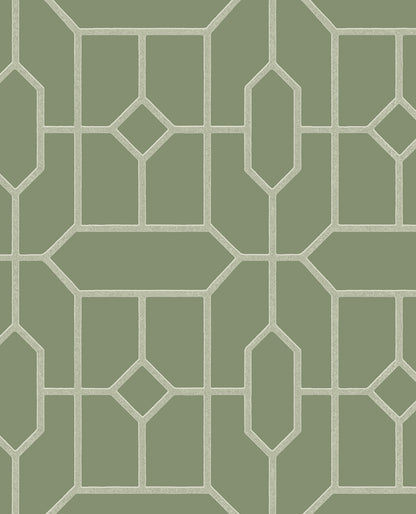 Eijffinger Johan Green Trellis Wallpaper, 20.5-in by 33-ft