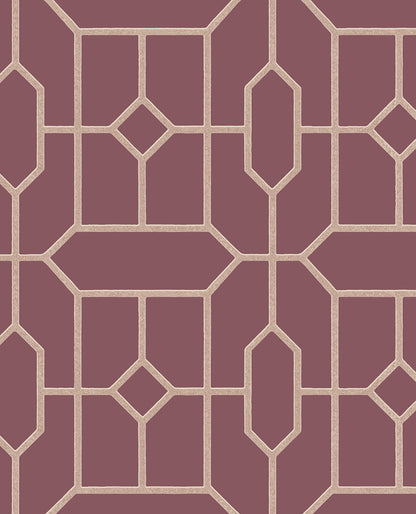 Eijffinger Johan Maroon Trellis Wallpaper, 20.5-in by 33-ft