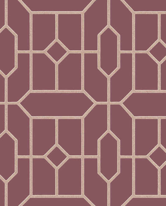 Eijffinger Johan Maroon Trellis Wallpaper, 20.5-in by 33-ft