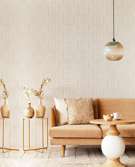 Eijffinger Olsson Off White Wood Panel Wallpaper, 20.5-in by 33-ft