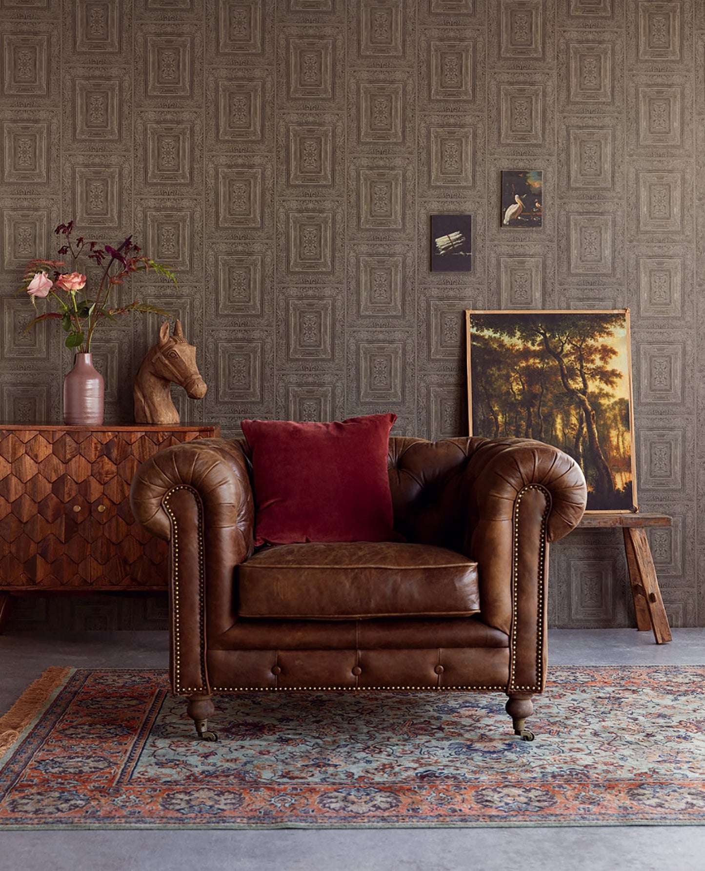 Eijffinger Olsson Charcoal Wood Panel Wallpaper, 20.5-in by 33-ft