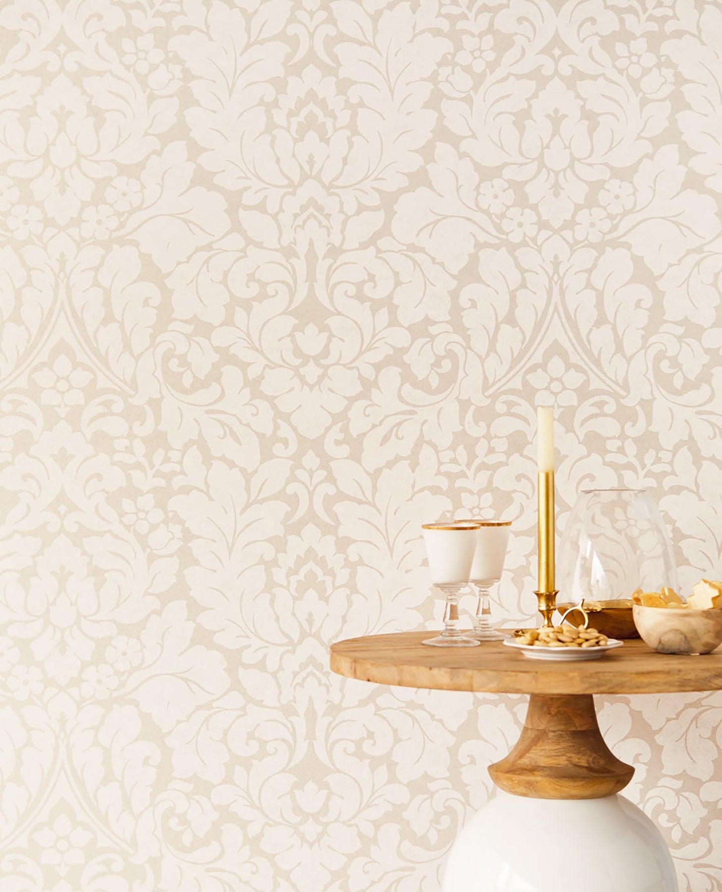 Eijffinger Arvid Off White Damask Wallpaper, 26.8-in by 33-ft