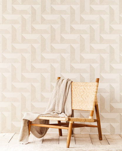 Eijffinger Sigge Bone Geometric Wallpaper, 20.5-in by 33-ft