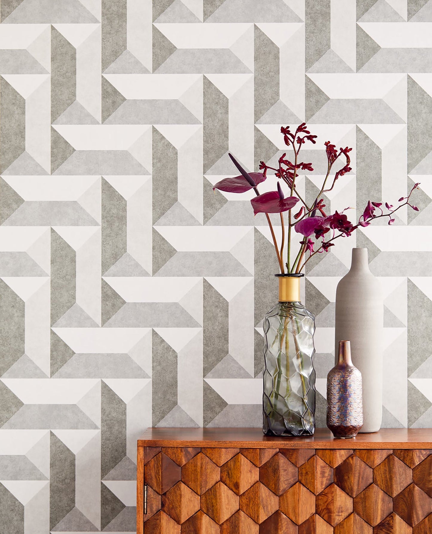 Eijffinger Sigge Dark Grey Geometric Wallpaper, 20.5-in by 33-ft