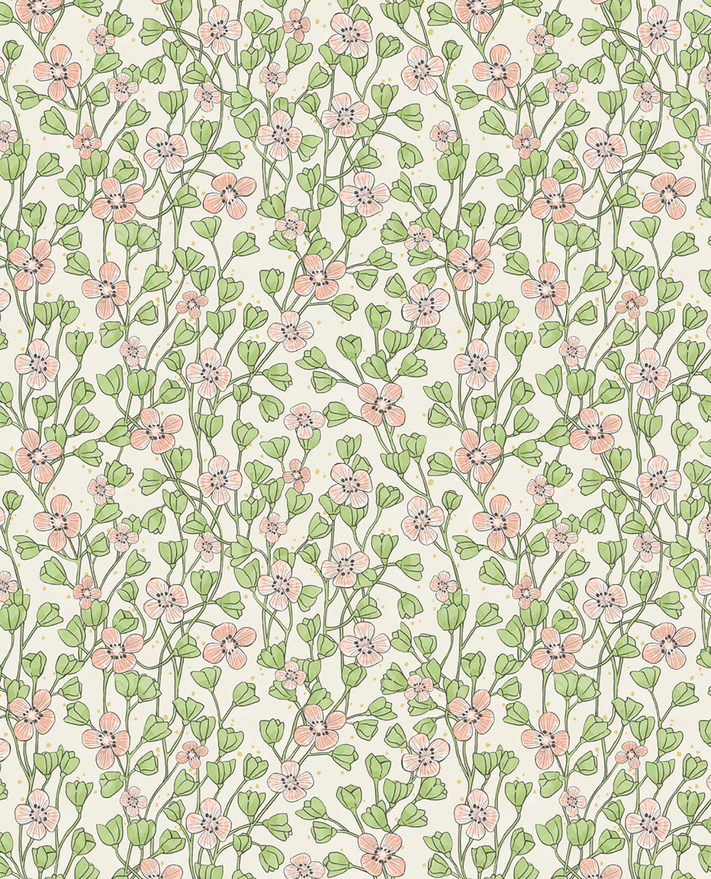 Eijffinger Maja Light Pink Miniature Floral Wallpaper, 20.5-in by 33-ft