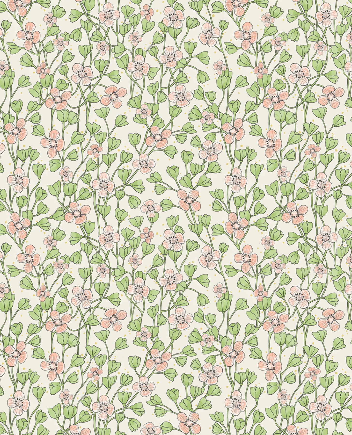 Eijffinger Maja Light Pink Miniature Floral Wallpaper, 20.5-in by 33-ft