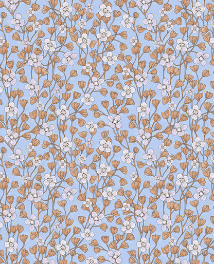 Eijffinger Maja Periwinkle Miniature Floral Wallpaper, 20.5-in by 33-ft