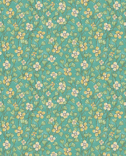 Eijffinger Maja Green Miniature Floral Wallpaper, 20.5-in by 33-ft