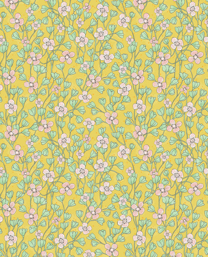 Eijffinger Maja Mustard Miniature Floral Wallpaper, 20.5-in by 33-ft