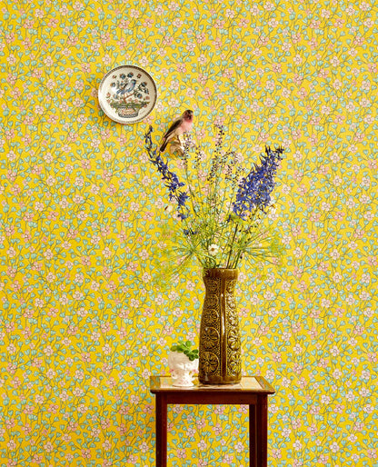 Eijffinger Maja Mustard Miniature Floral Wallpaper, 20.5-in by 33-ft