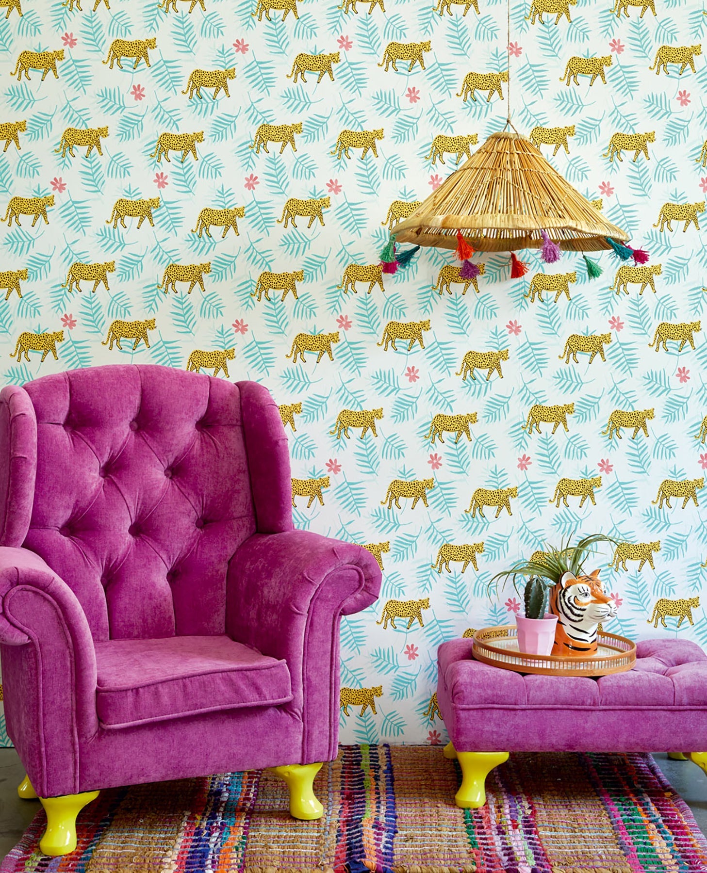 Eijffinger Exempel Multicolor Cheetah Wallpaper, 20.5-in by 33-ft