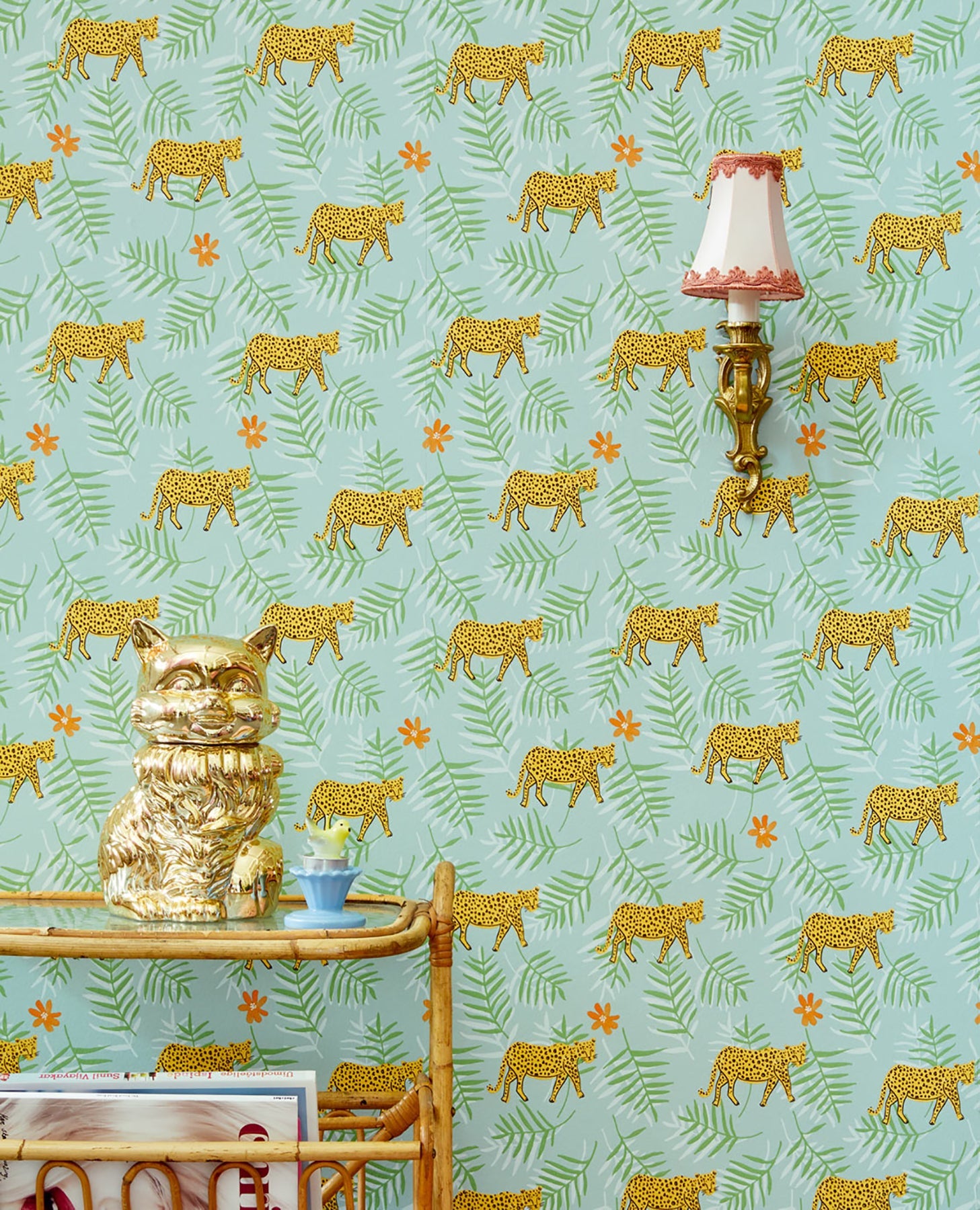 Eijffinger Exempel Green Cheetah Wallpaper, 20.5-in by 33-ft