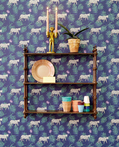 Eijffinger Exempel Indigo Cheetah Wallpaper, 20.5-in by 33-ft