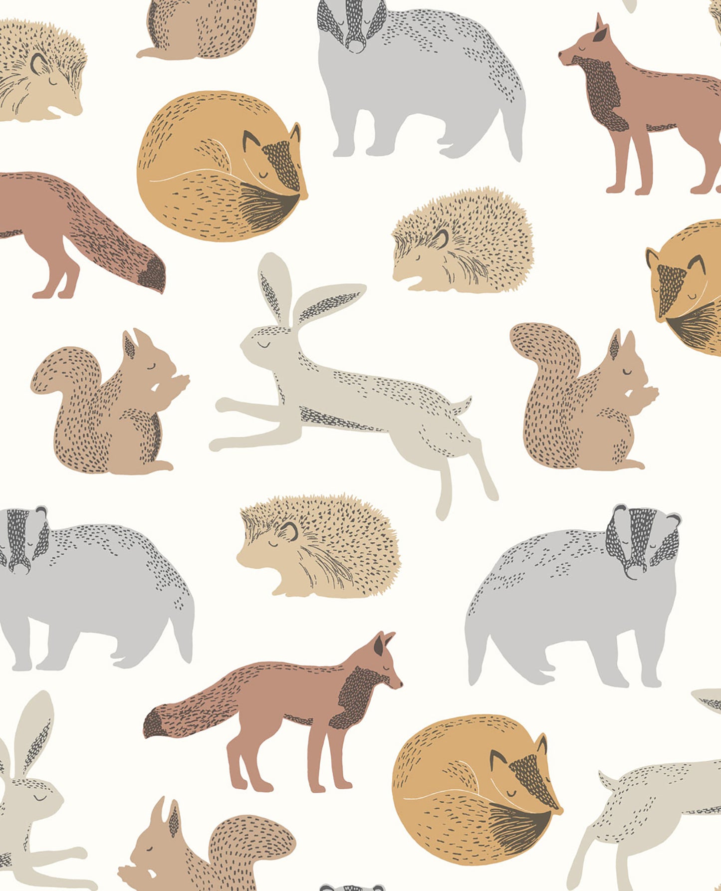 Eijffinger Mickel Brown Animals Wallpaper, 20.5-in by 33-ft