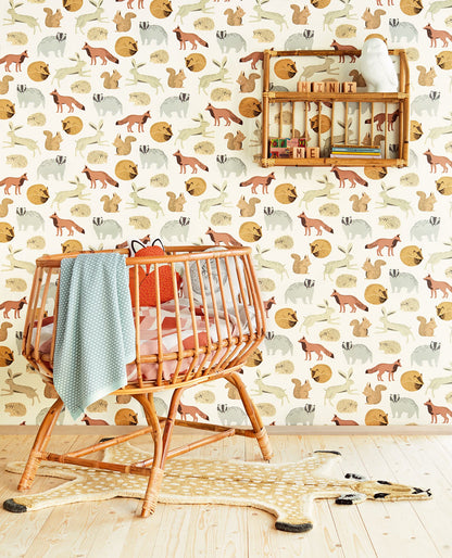 Eijffinger Mickel Brown Animals Wallpaper, 20.5-in by 33-ft