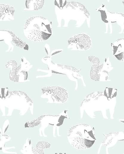 Eijffinger Mickel Off White Animals Wallpaper, 20.5-in by 33-ft