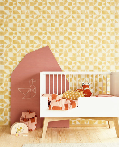 Eijffinger Robyn Wheat Geometric Wallpaper, 20.5-in by 33-ft