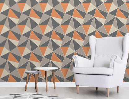 Fine Decor Apex Orange Geo Wallpaper, 20.5-in by 33-ft