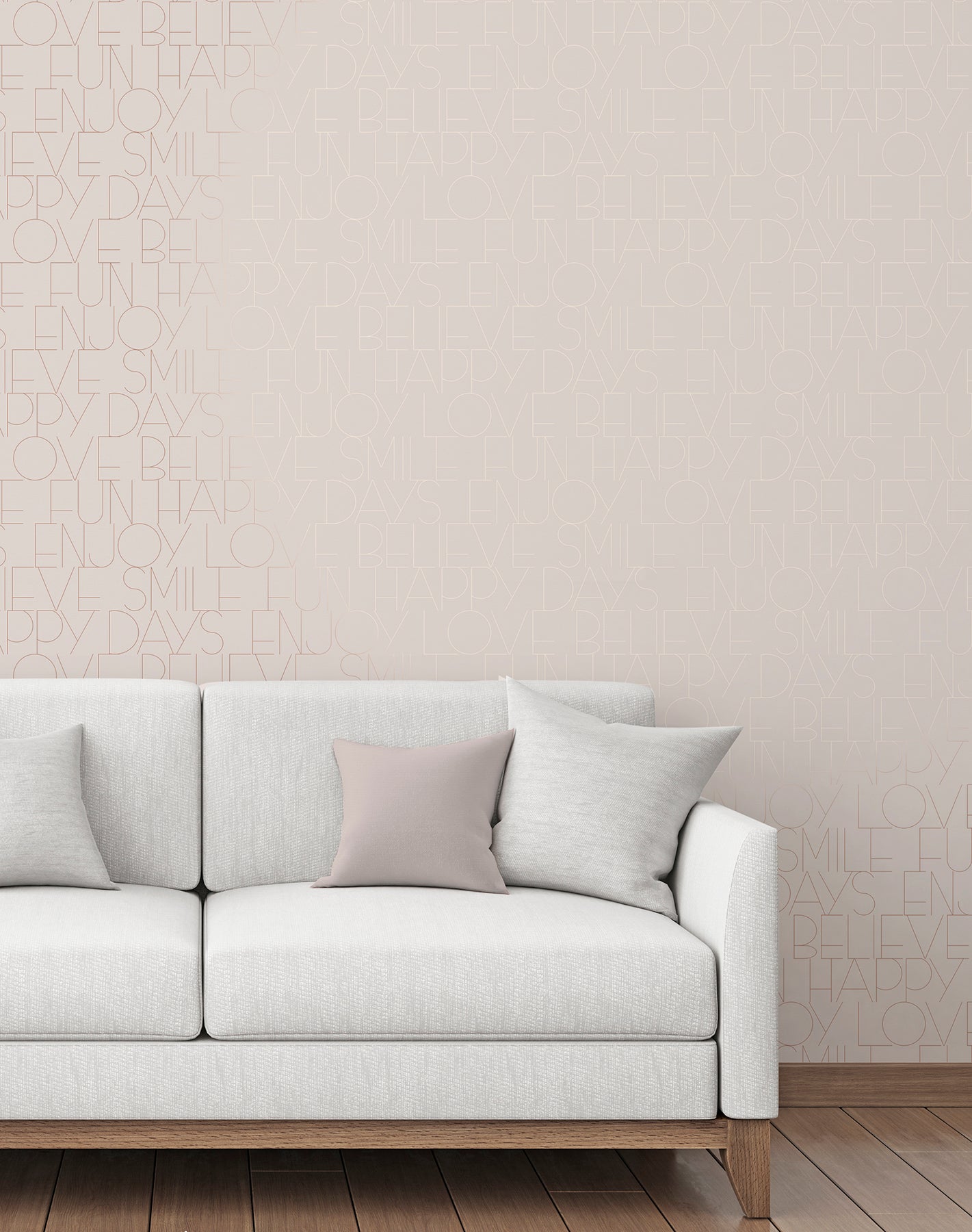 Fine Decor Oslo Rose Gold Positive Text Wallpaper, 20.5-in by 33-ft