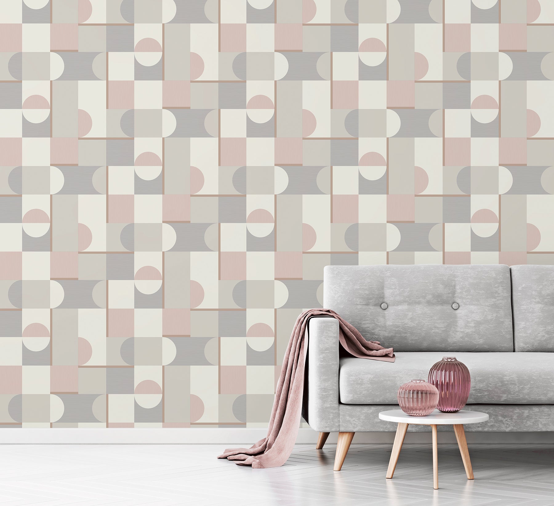 Fine Decor Marino Blush Geometric Wallpaper, 20.5-in by 33-ft