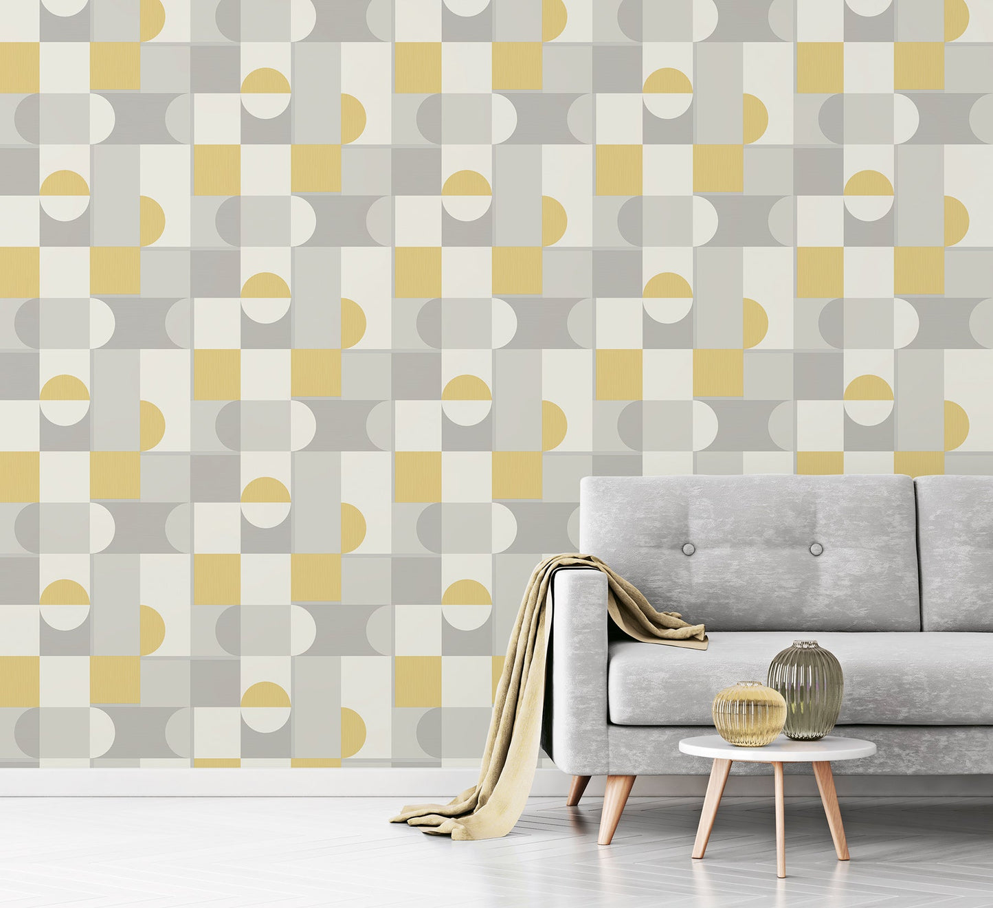 Fine Decor Marino Mustard Geometric Wallpaper, 20.5-in by 33-ft