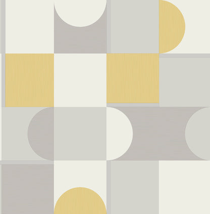 Fine Decor Marino Mustard Geometric Wallpaper, 20.5-in by 33-ft